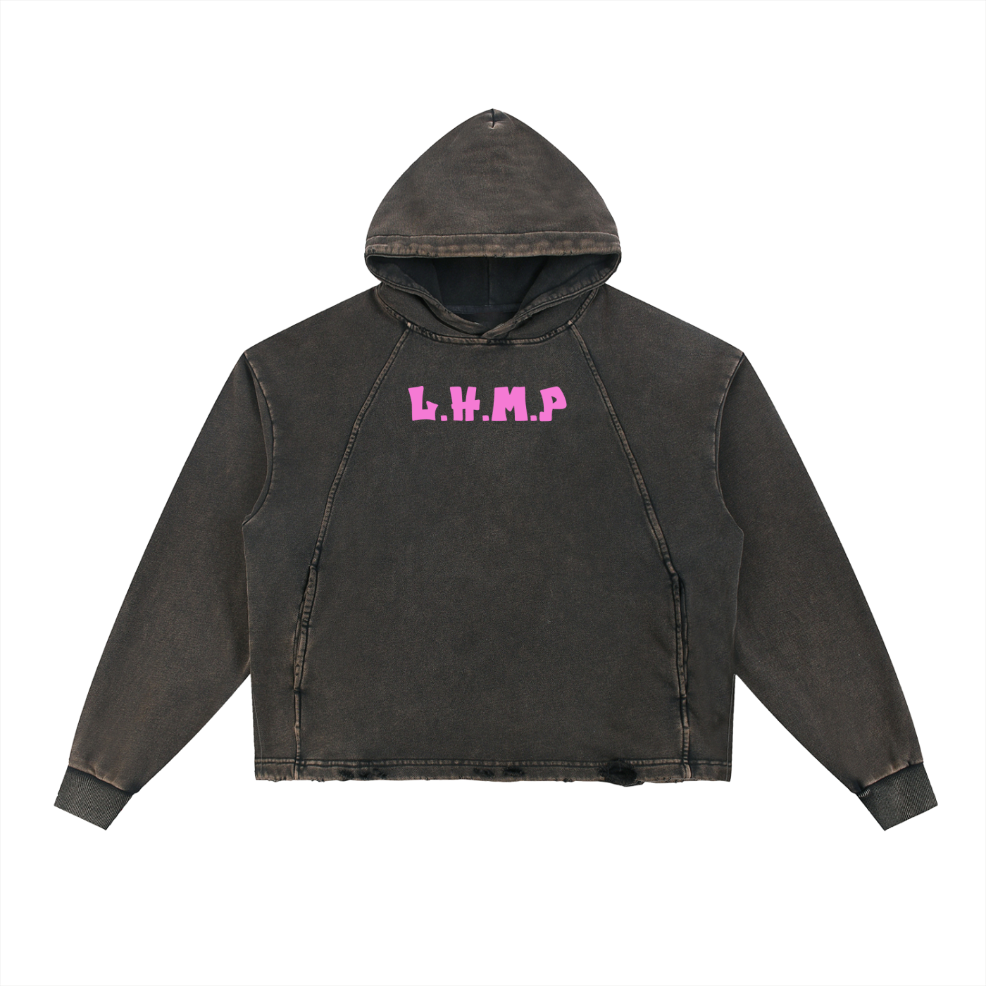Vintage Washed Frayed-Hem Hoodie- L.H.M.P