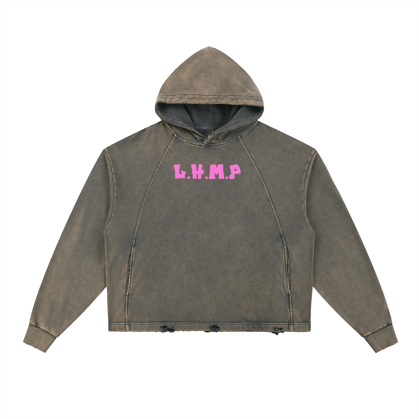 Vintage Washed Frayed-Hem Hoodie- L.H.M.P