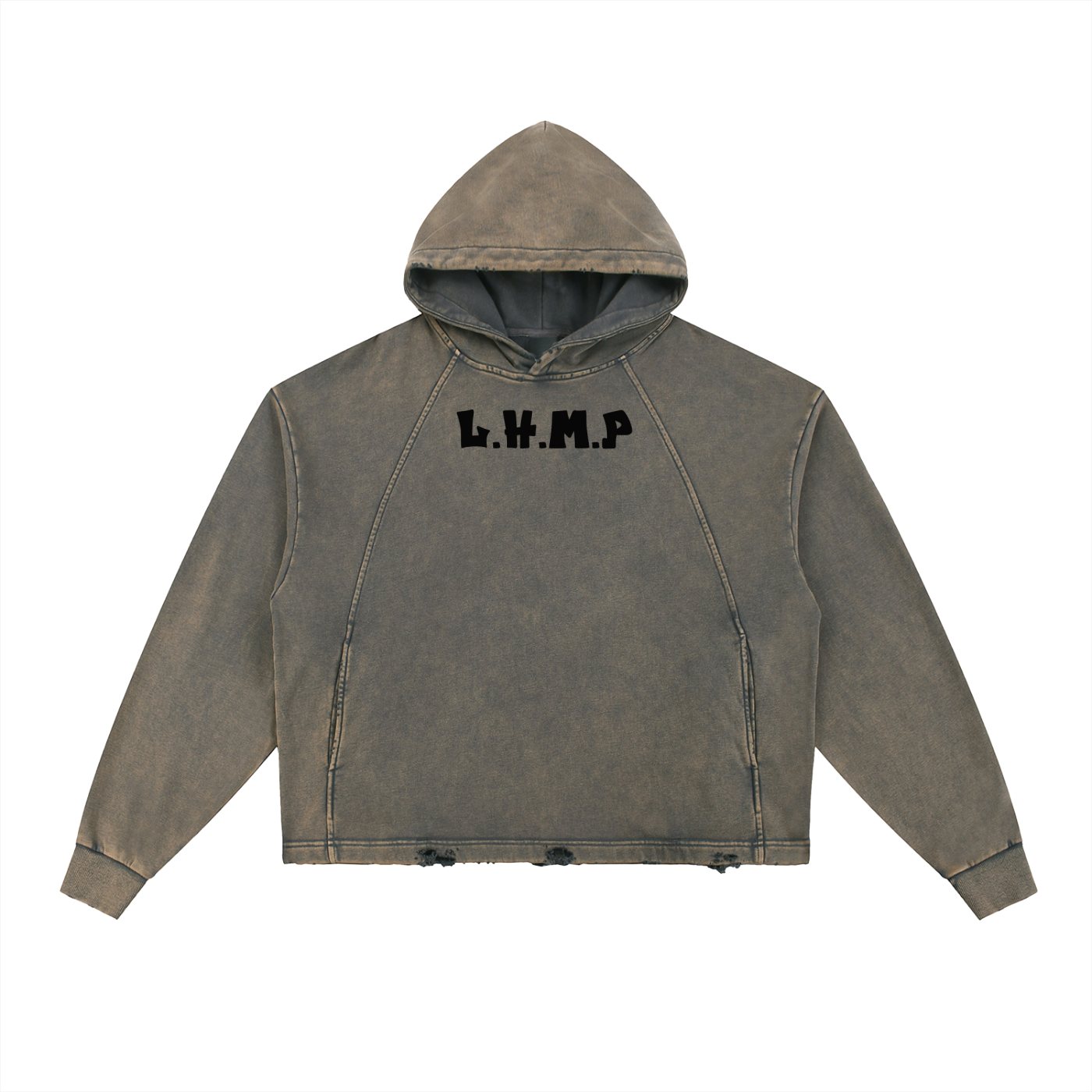 Vintage Washed Frayed-Hem Hoodie- L.H.M.P