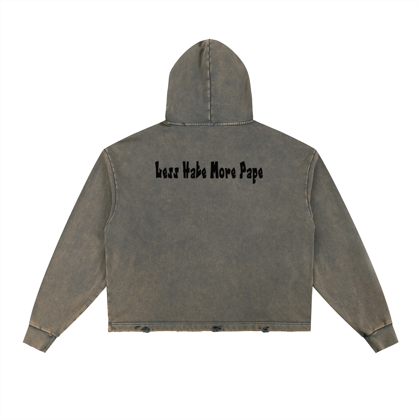 Vintage Washed Frayed-Hem Hoodie- L.H.M.P
