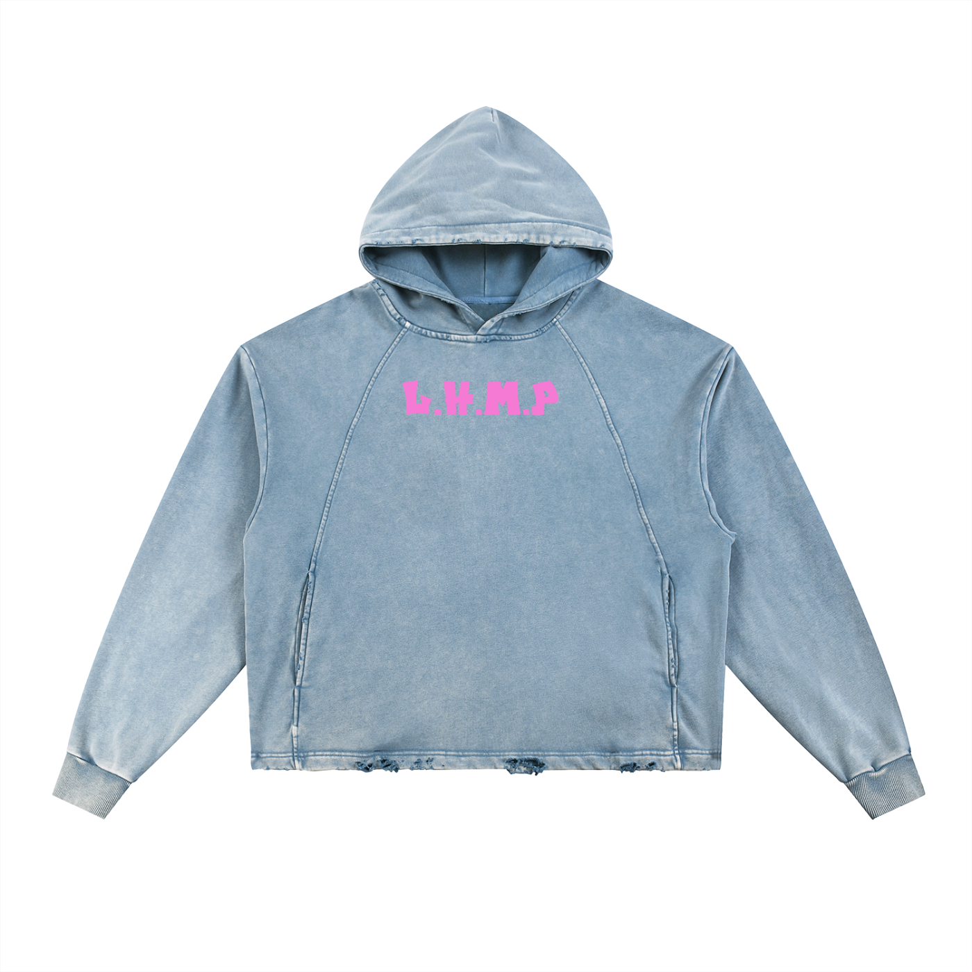 Vintage Washed Frayed-Hem Hoodie- L.H.M.P